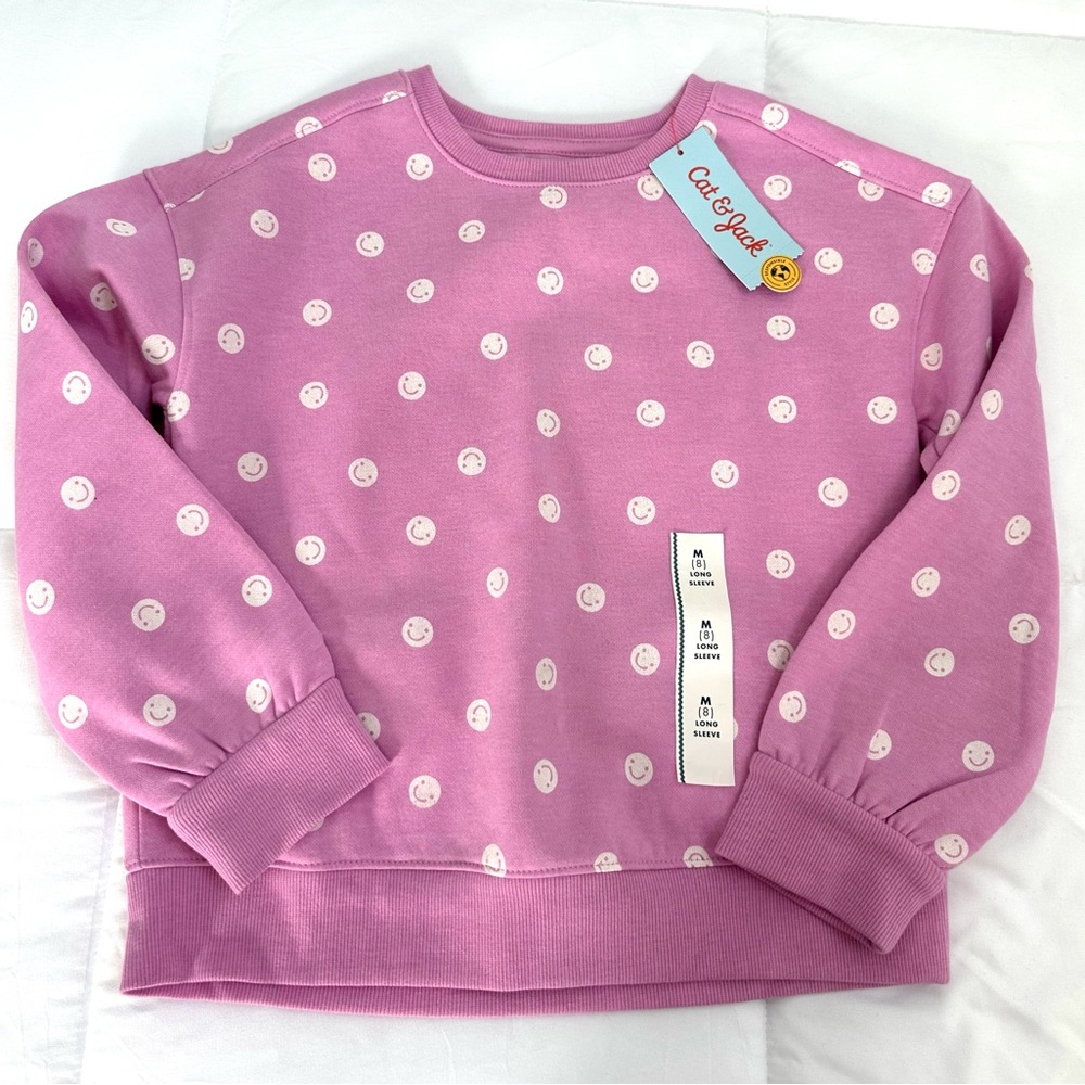 NWT! Cat & Jack Pink Smiley Face Sweatshirt